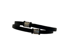 Load image into Gallery viewer, 2 strap leather and silver bracelet.