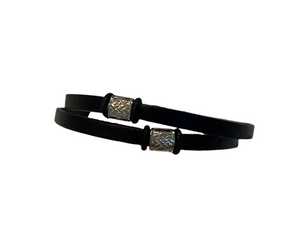 2 strap leather and silver bracelet.