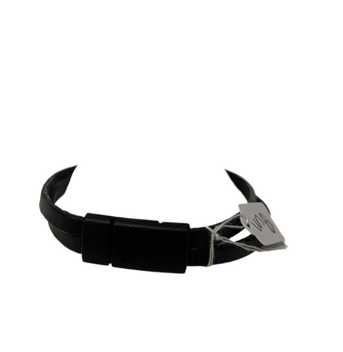2 strap leather and silver bracelet.