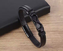 Load image into Gallery viewer, Men’s leather infinity bracelet