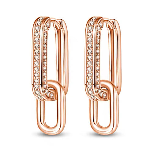 Rose gold double hoops