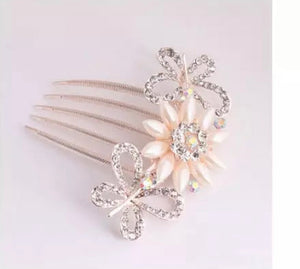 Gold  Butterfly and Flower Hair comb