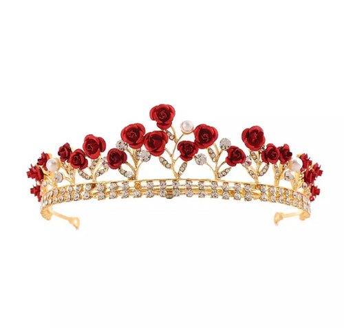 Gold and Red flower Tiara