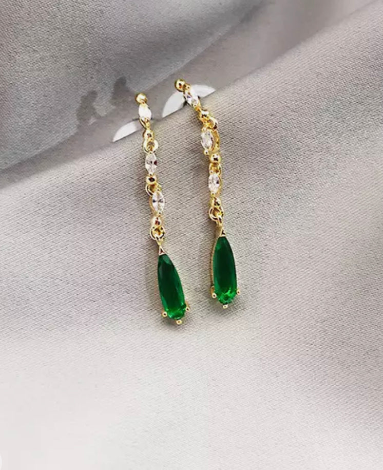 Green dangly earrings