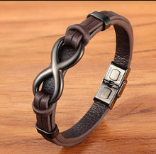 Load image into Gallery viewer, Men’s leather infinity bracelet
