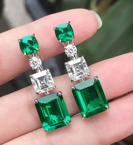 Green crystal and diamanté earrings
