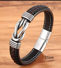 Load image into Gallery viewer, Men’s leather infinity bracelet