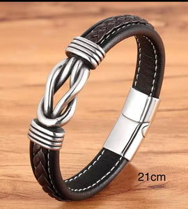 Men’s leather infinity bracelet