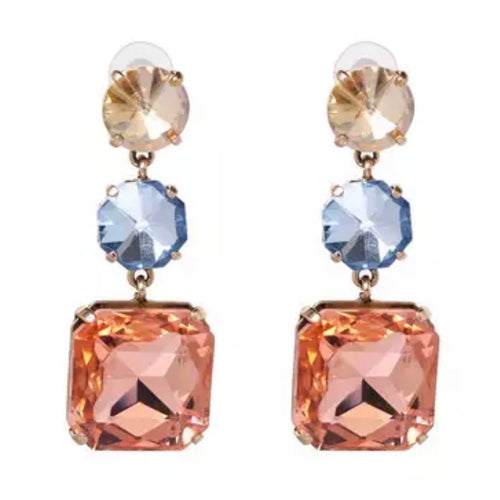 Coloured crystal drop earrings
